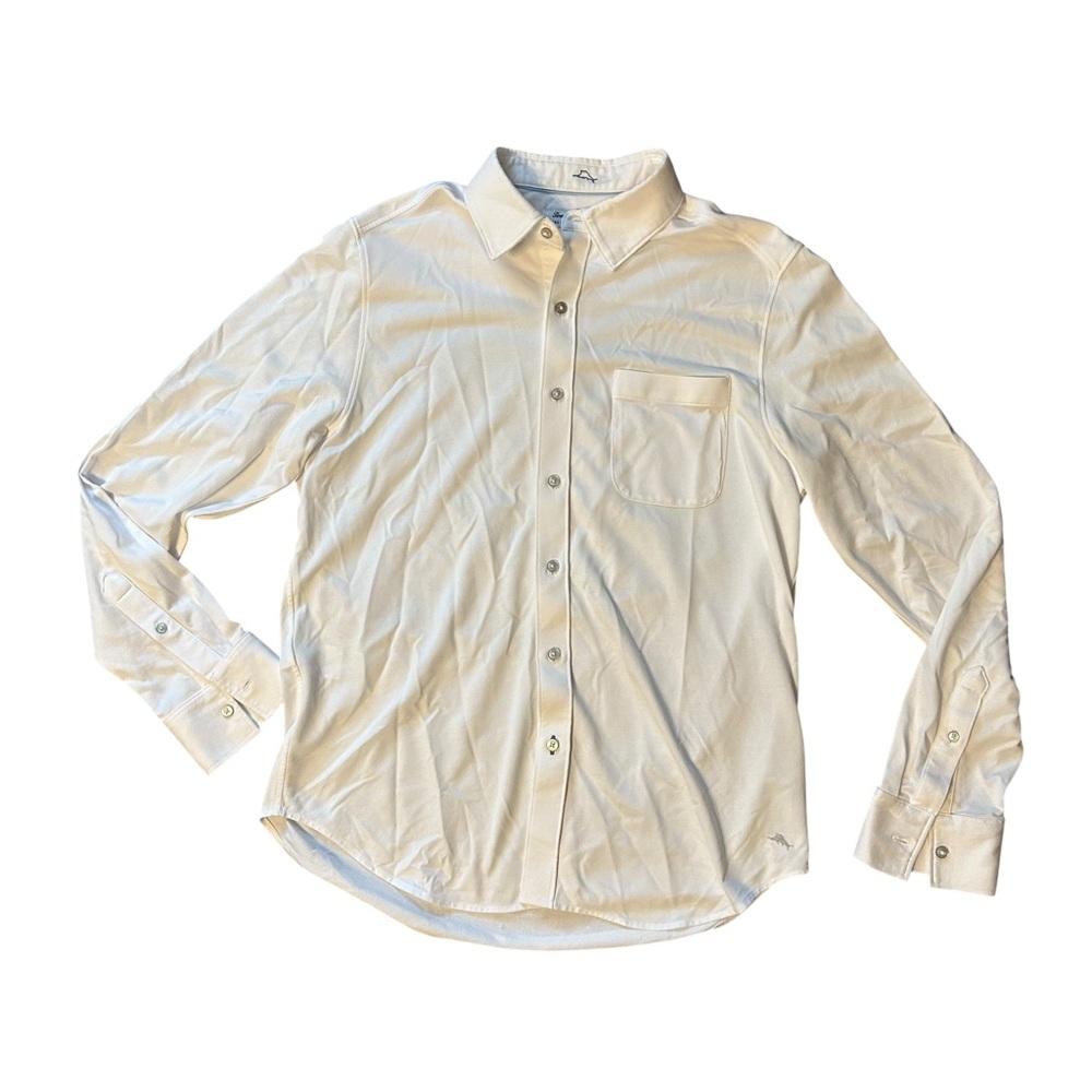 Tommy Bahama Men’s Medium The San Lucio Stretch L/S Knit Dress Shirt White